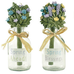 S/2 flowers in #3 glass jar w decal